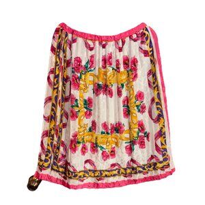 Vintage Pink Purple Gold Green Pleated Midi Skirt Women’s Large